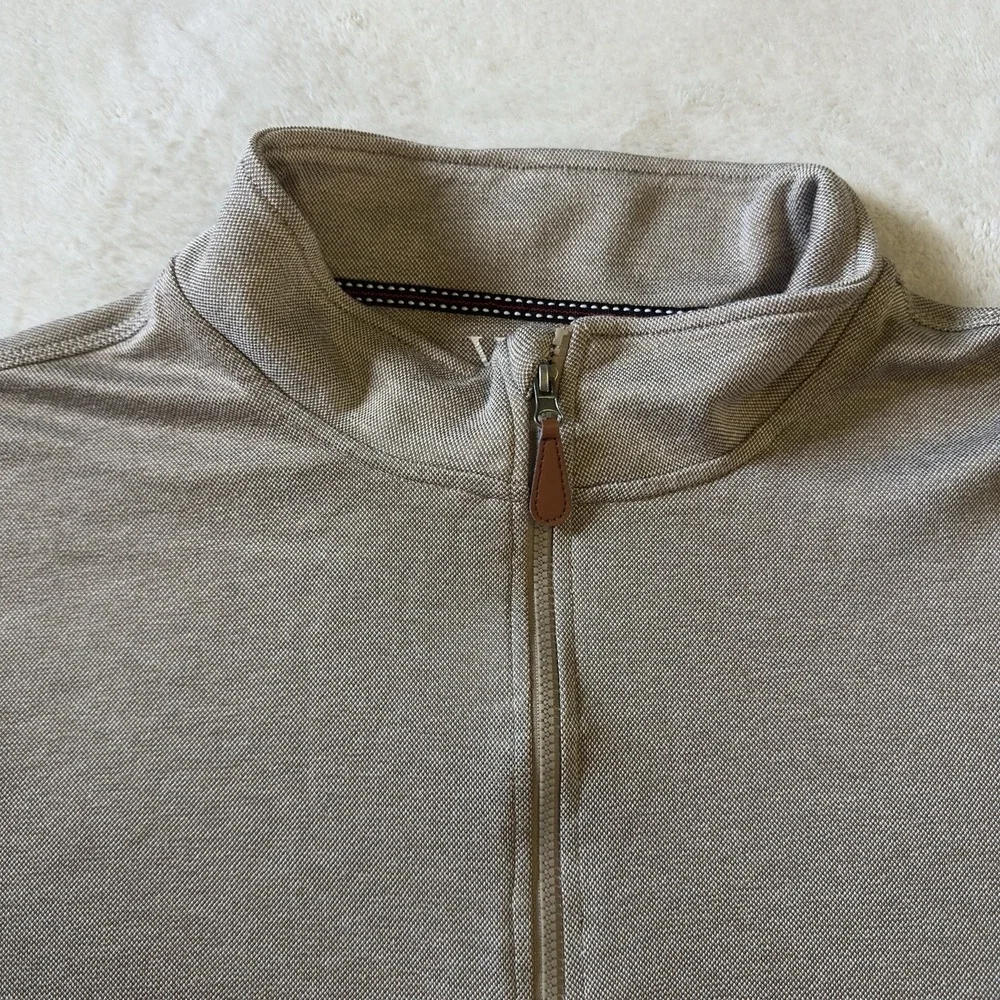Visitor Beige Men's Quarter‎ Zip Dress Up Sweatshirt Size Large